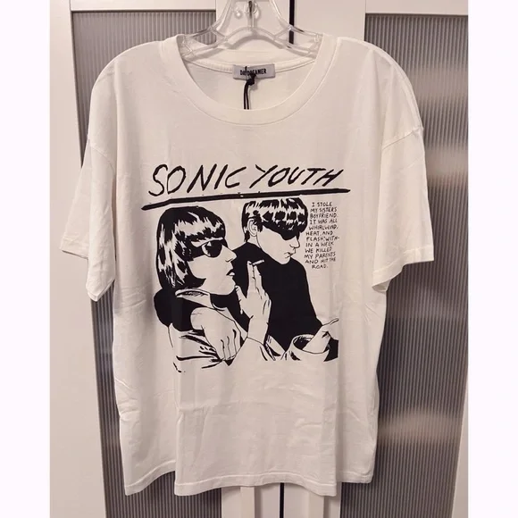 NWT Daydreamer Sonic Youth Goo Merch Tee Graphic Tshirt in Vintage White - Picture 5 of 13